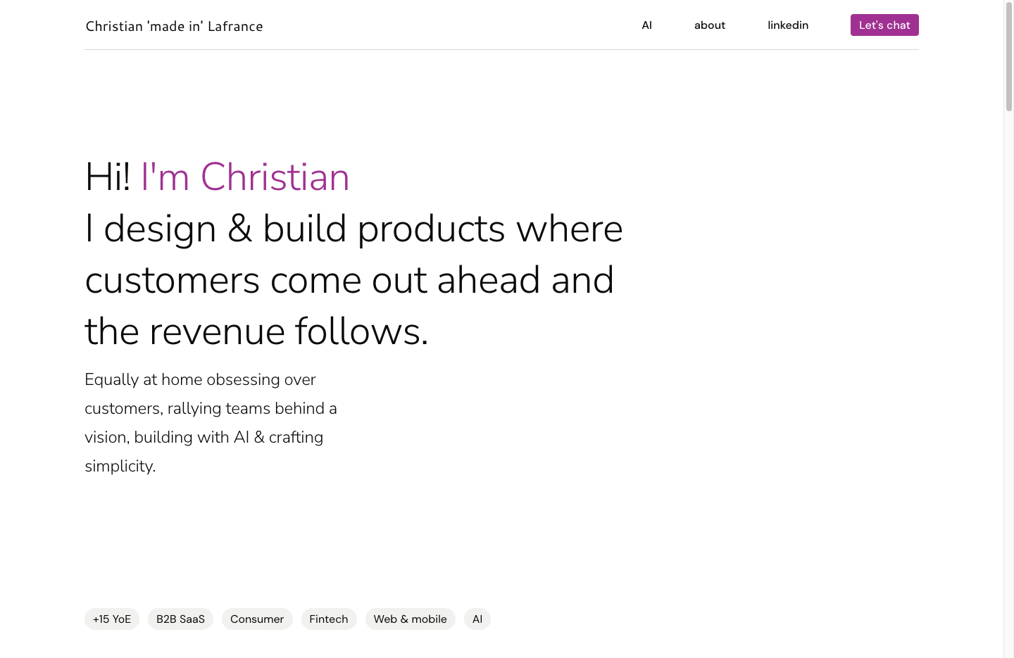 Default home page, purple brand